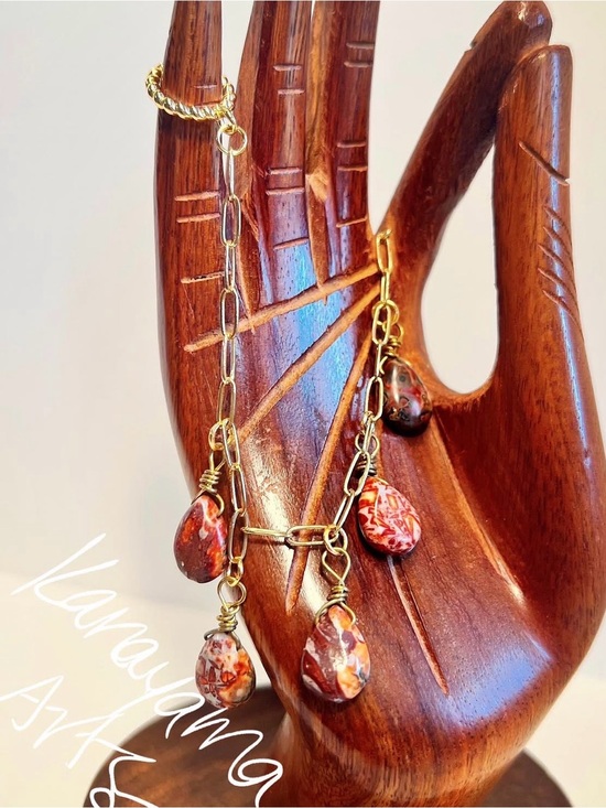 Native American Jewelry - Leopard Print Jasper Dangle Bracelet